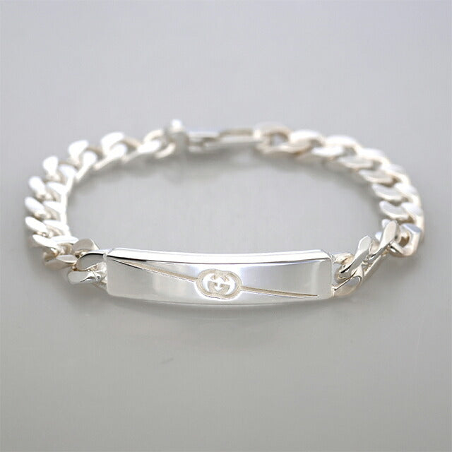 グッチ ブレスレット メンズ ブランド GUCCI ダイアゴナル インターロッキング チェーン 774054-J8400-8106-17 シルバー アクセサリー 774054-J8400-8106-17