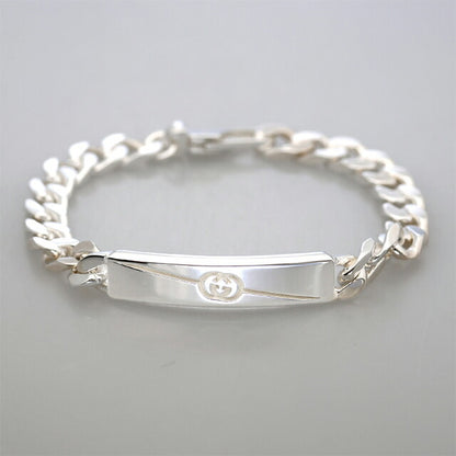 グッチ ブレスレット メンズ ブランド GUCCI ダイアゴナル インターロッキング チェーン 774054-J8400-8106-17 シルバー アクセサリー 774054-J8400-8106-17