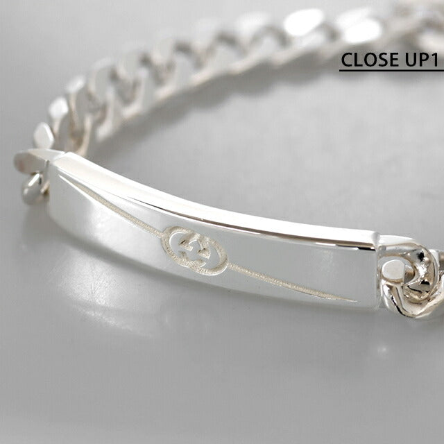 グッチ ブレスレット メンズ ブランド GUCCI ダイアゴナル インターロッキング チェーン 774054-J8400-8106-17 シルバー アクセサリー 774054-J8400-8106-17