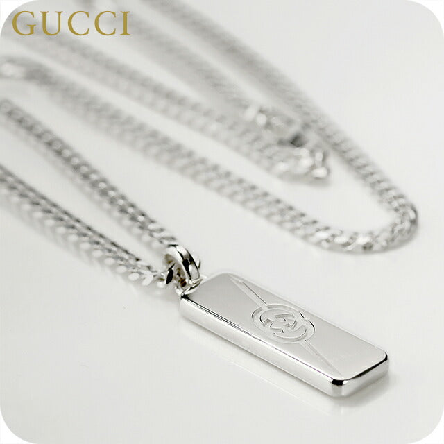 グッチ ネックレス メンズ レディース ブランド GUCCI ダイアゴナル インターロッキング プレート ロゴ 774055 J8400 8106 シルバー 774055-J8400-8106