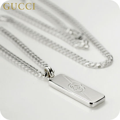 グッチ ネックレス メンズ レディース ブランド GUCCI ダイアゴナル インターロッキング プレート ロゴ 774055 J8400 8106 シルバー 774055-J8400-8106