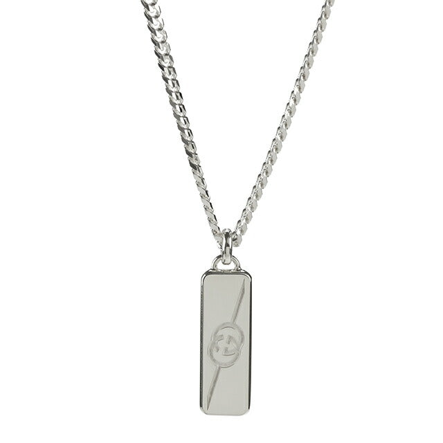 グッチ ネックレス メンズ レディース ブランド GUCCI ダイアゴナル インターロッキング プレート ロゴ 774055 J8400 8106 シルバー 774055-J8400-8106
