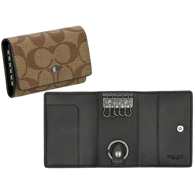 コーチ キーケース メンズ レディース ブランド COACH シグネチャー 78675 QBTN2 1 ブラウン/ブラック 78675-QBTN2-1