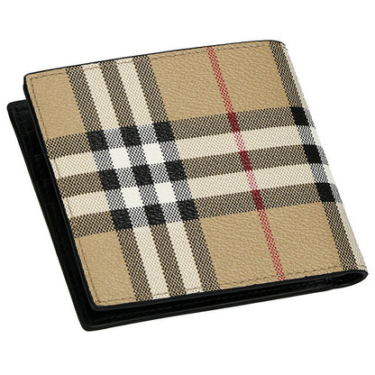 バ－バリ－ 二つ折り財布 メンズ ブランド BURBERRY チェック 8069815 ベージュ/ブラック 8069815