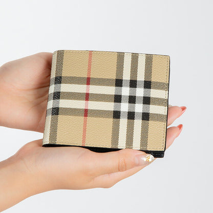 バ－バリ－ 二つ折り財布 メンズ ブランド BURBERRY チェック 8069815 ベージュ/ブラック 8069815