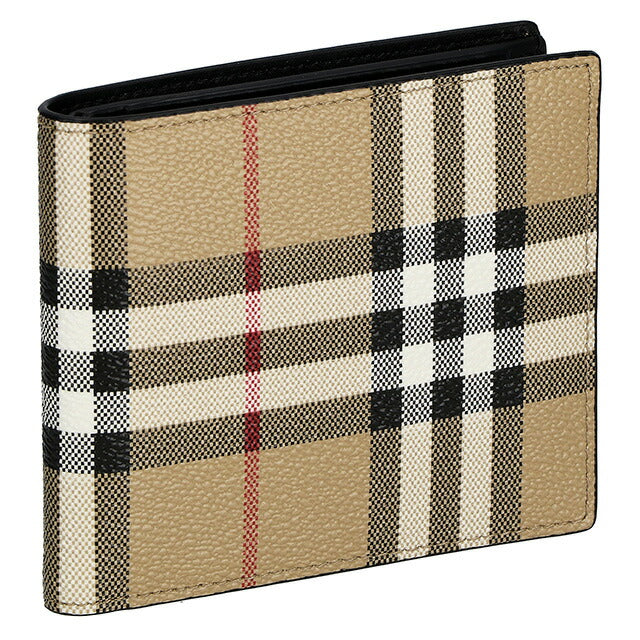 バ－バリ－ 二つ折り財布 メンズ ブランド BURBERRY チェック 8069815 ベージュ/ブラック 8069815