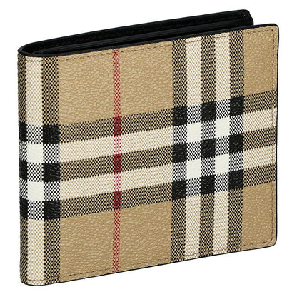 バ－バリ－ 二つ折り財布 メンズ ブランド BURBERRY チェック 8069815 ベージュ/ブラック 8069815