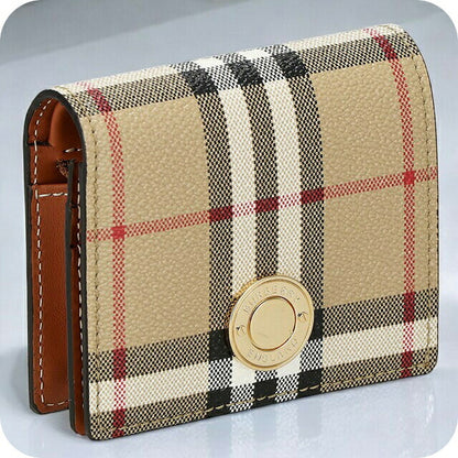 バ－バリ－ 二つ折り財布 レディース ブランド BURBERRY チェック 8070417 ベージュ 8070417