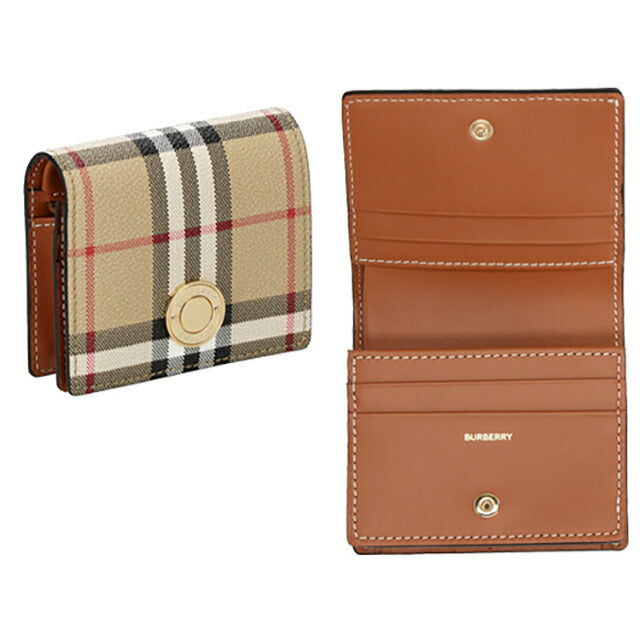 バ－バリ－ 二つ折り財布 レディース ブランド BURBERRY チェック 8070417 ベージュ 8070417