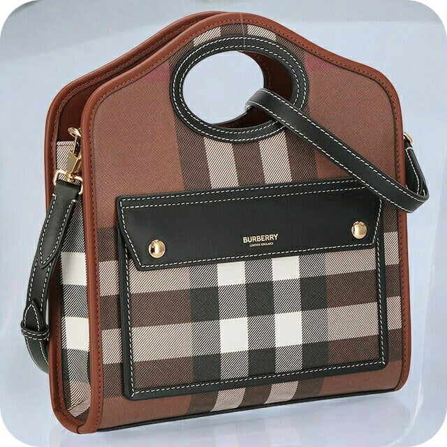 バ－バリ－ ハンドバッグ レディース ブランド BURBERRY チェック 8071386 ブラウン 8071386