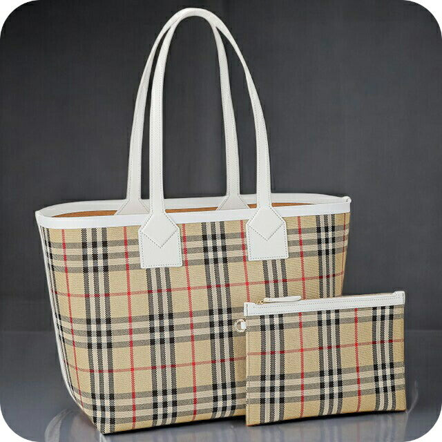 バ－バリ－ トートバッグ レディース ブランド BURBERRY チェック 8072332 ベージュ 8072332