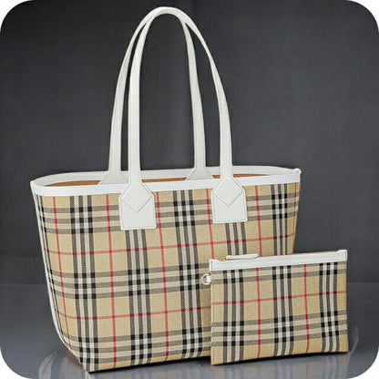 バ－バリ－ トートバッグ レディース ブランド BURBERRY チェック 8072332 ベージュ 8072332