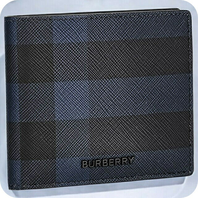 バ－バリ－ 二つ折り財布 メンズ ブランド BURBERRY チェック 8073284 ブラック 8073284