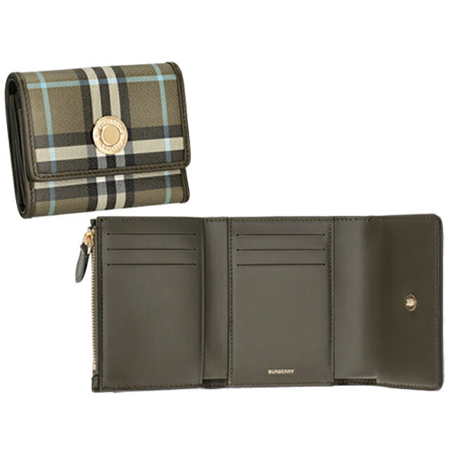 バ－バリ－ 三つ折り財布 メンズ ブランド BURBERRY チェック 8073903 カーキグリーン 8073903