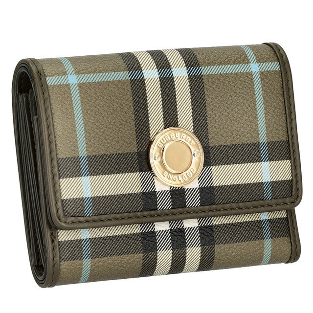 バ－バリ－ 三つ折り財布 メンズ ブランド BURBERRY チェック 8073903 カーキグリーン 8073903