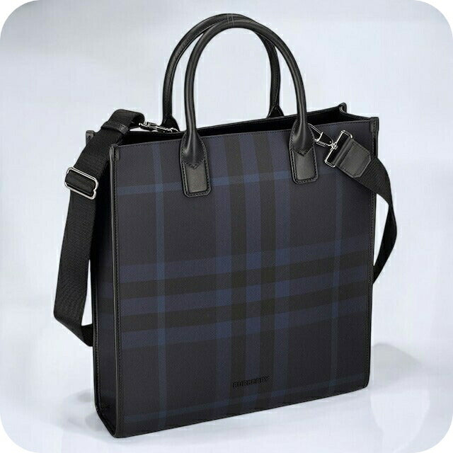 バ－バリ－ トートバッグ メンズ ブランド BURBERRY チェック 8074097 ネイビー 8074097
