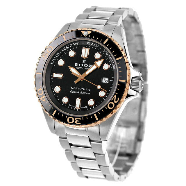 エドックス ネプチュニアン グランデ リザーブ デイト オートマティック 自動巻き 腕時計 ブランド メンズ EDOX 80801-3NRM-NIR アナログ 80801-3NRM-NIR