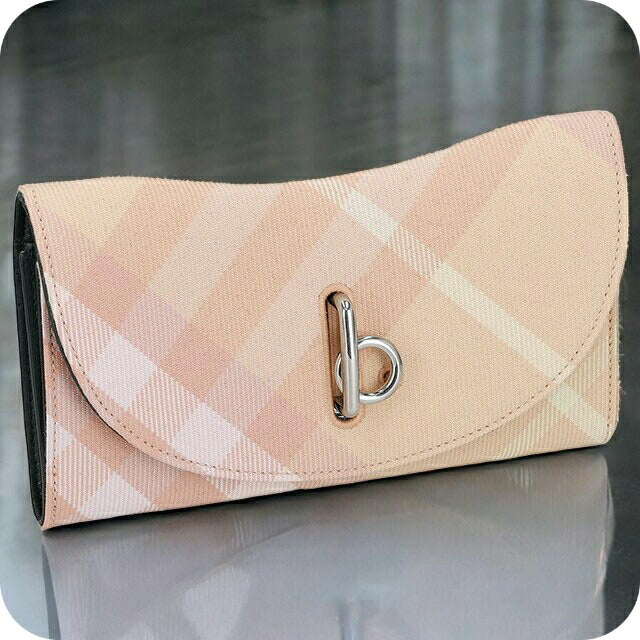 バ－バリ－ 長財布 レディース ブランド BURBERRY チェック 8081787 PEACH ピンク系 8081787