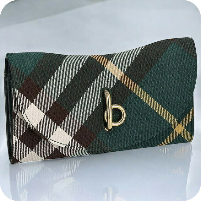 バ－バリ－ 長財布 レディース ブランド BURBERRY チェック 8082331 グリーン系 8082331