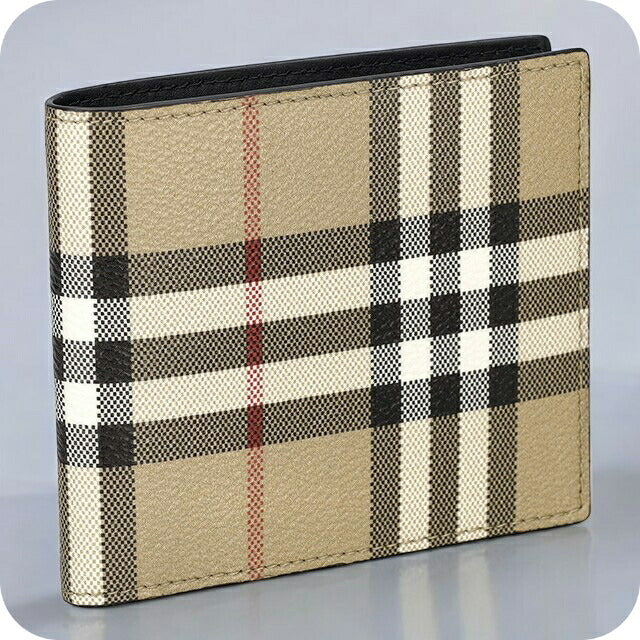 バ－バリ－ 二つ折り財布 メンズ レディース ブランド BURBERRY チェック 8084169 ベージュ 8084169