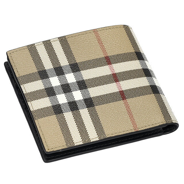バ－バリ－ 二つ折り財布 メンズ レディース ブランド BURBERRY チェック 8084169 ベージュ 8084169