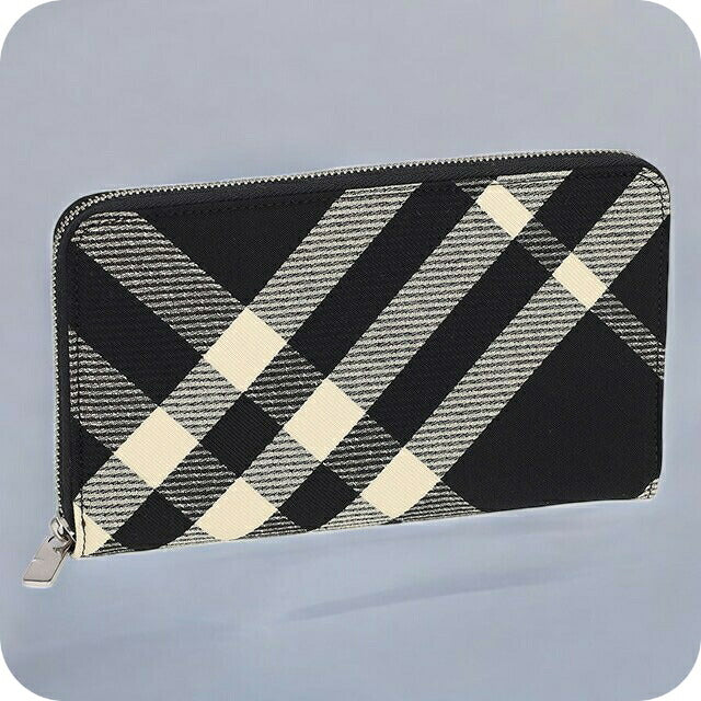 バ－バリ－ 長財布 メンズ ブランド BURBERRY チェック 8089510 ブラック/アイボリー 8089510