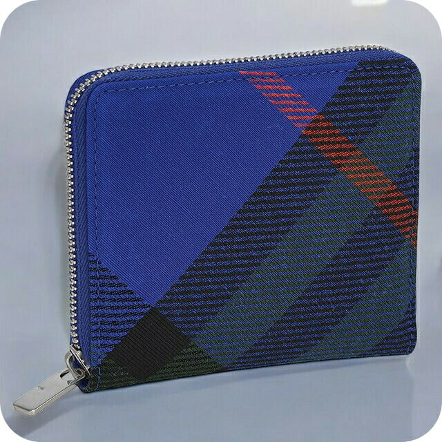 バ－バリ－ 二つ折り財布 メンズ レディース ブランド BURBERRY チェック 8089608 ブルー 8089608
