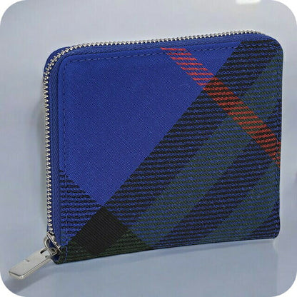 バ－バリ－ 二つ折り財布 メンズ レディース ブランド BURBERRY チェック 8089608 ブルー 8089608