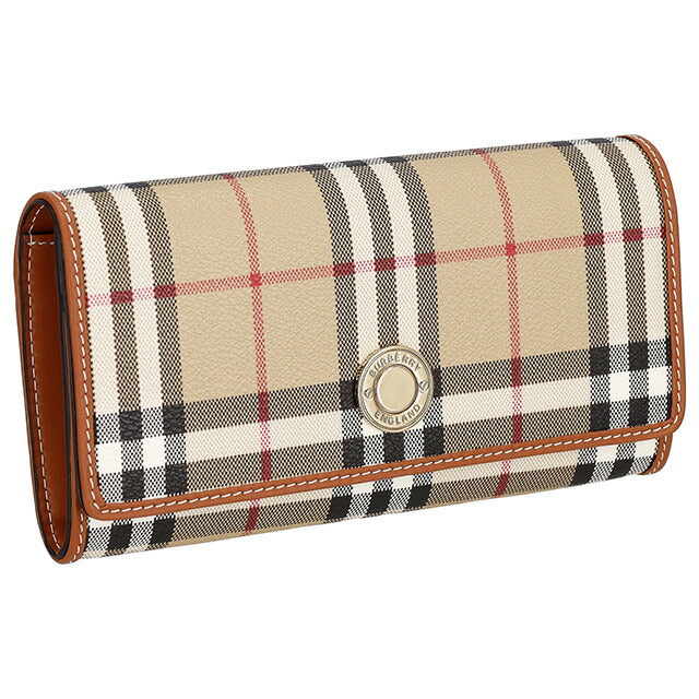 BURBERRY チェック柄 ジップウォレット ベージュ レザー 美品 箱付き バーバリー 二つ折り財布/ミニ財布 財布 レディース バイ