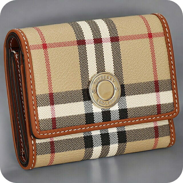 バ－バリ－ 三つ折り財布 レディース ブランド BURBERRY チェック 8094423 ベージュ 8094423