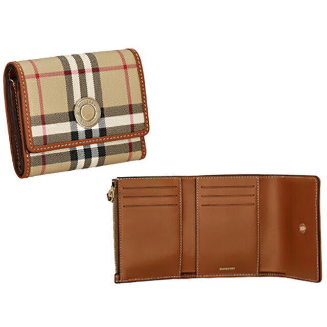 バ－バリ－ 三つ折り財布 レディース ブランド BURBERRY チェック 8094423 ベージュ 8094423