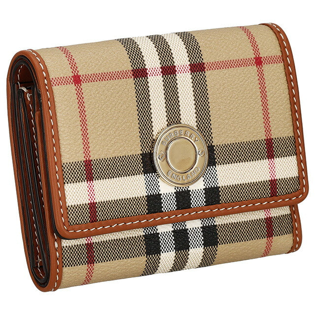 バ－バリ－ 三つ折り財布 レディース ブランド BURBERRY チェック 8094423 ベージュ 8094423