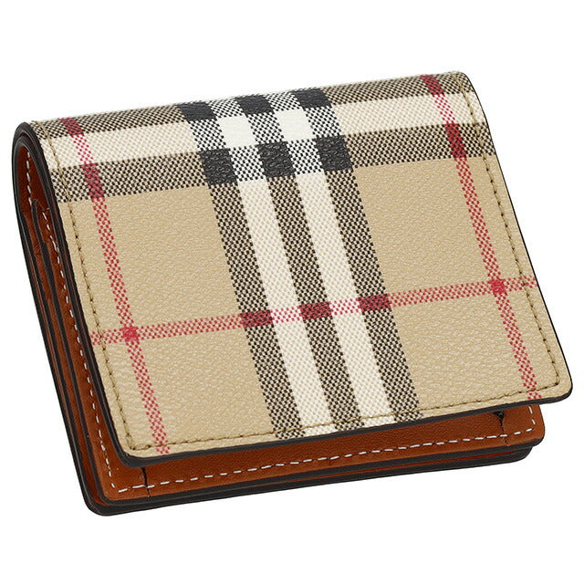 バ－バリ－ 二つ折り財布 レディース ブランド BURBERRY チェック 8094425 ベージュ 8094425