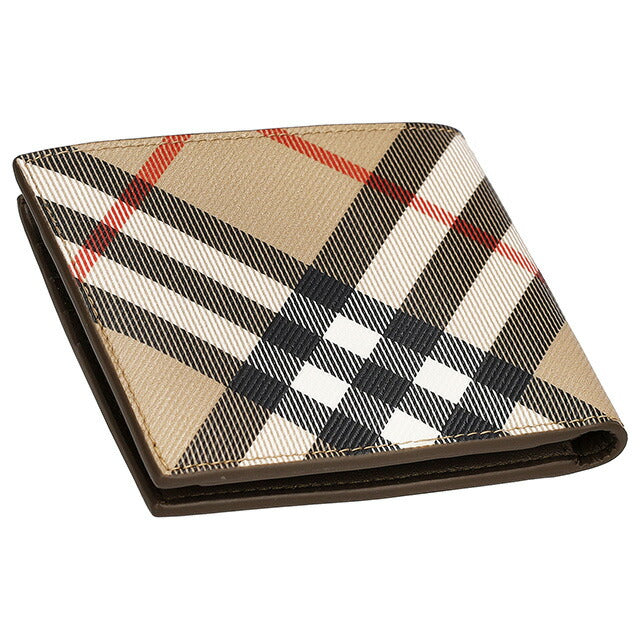 バ－バリ－ 二つ折り財布 メンズ ブランド BURBERRY チェック 8095046 ベージュ 8095046