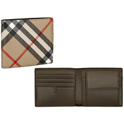 バ－バリ－ 二つ折り財布 メンズ ブランド BURBERRY チェック 8095046 ベージュ 8095046