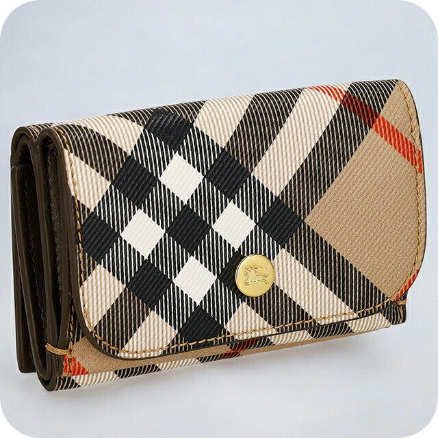 バ－バリ－ 三つ折り財布 レディース ブランド BURBERRY チェック 8095291 ベージュ 8095291