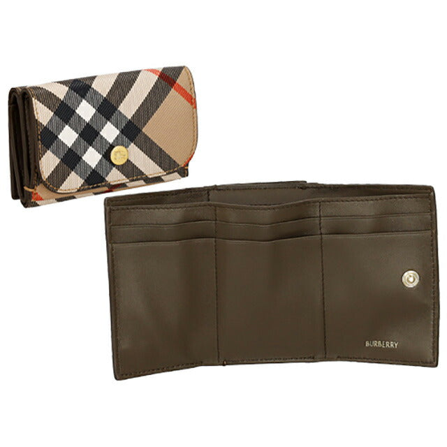 バ－バリ－ 三つ折り財布 レディース ブランド BURBERRY チェック 8095291 ベージュ 8095291