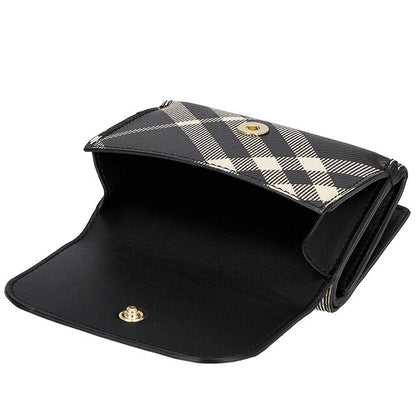 バ－バリ－ 三つ折り財布 レディース ブランド BURBERRY チェック 8095292 ブラック/ベージュ 8095292