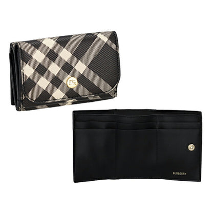 バ－バリ－ 三つ折り財布 レディース ブランド BURBERRY チェック 8095292 ブラック/ベージュ 8095292