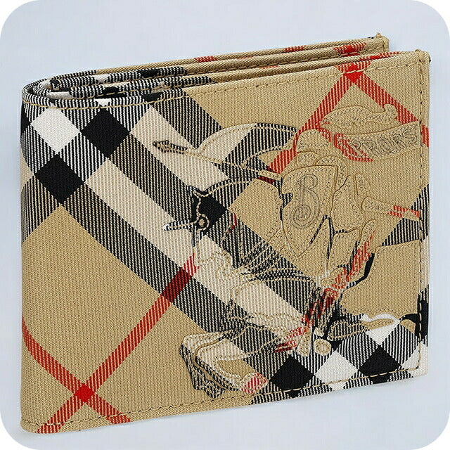 バ－バリ－ 二つ折り財布 メンズ ブランド BURBERRY チェック 8097588 ベージュ 8097588