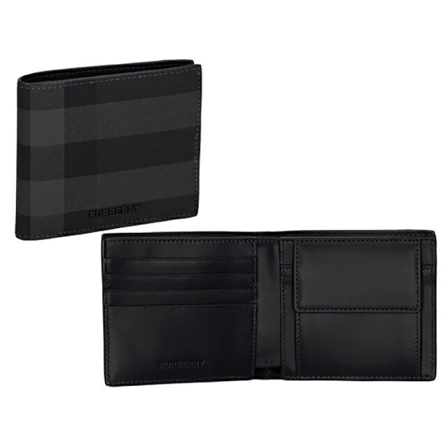 バ－バリ－ 二つ折り財布 メンズ ブランド BURBERRY チェック 8100529 チャコール 8100529