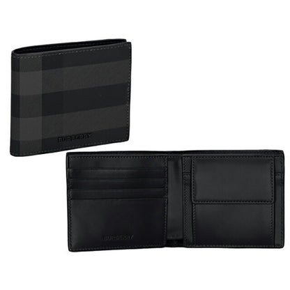 バ－バリ－ 二つ折り財布 メンズ ブランド BURBERRY チェック 8100529 チャコール 8100529
