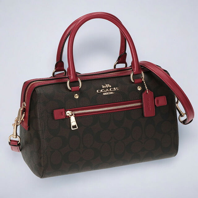 コーチ ハンドバッグ レディース ブランド COACH シグネチャー 83607 IMRVQ 1 ブラウン/レッド 83607-IMRVQ-1
