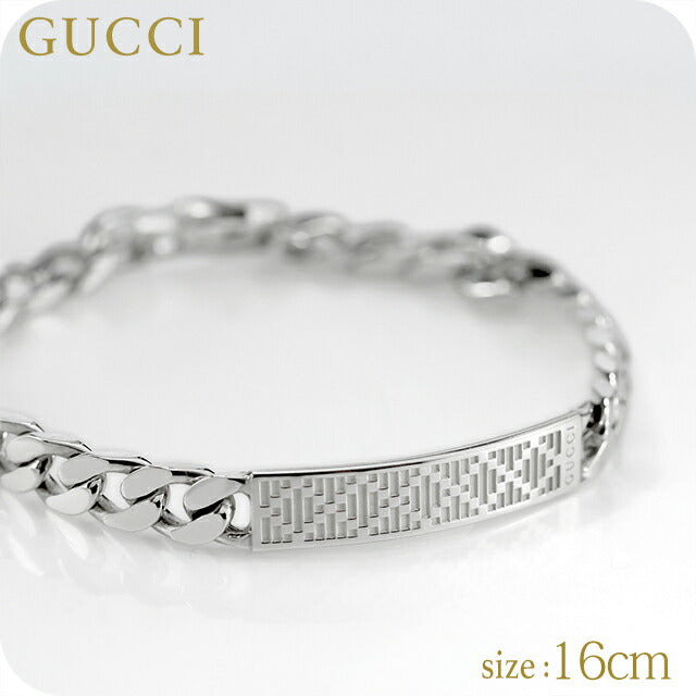 グッチ ブレスレット メンズ レディース ブランド GUCCI ディアマンテ 16 チェーン ロゴ 843602 J8400 0818 シルバー アクセサリー 843602-J8400-0818-16
