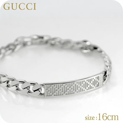 グッチ ブレスレット メンズ レディース ブランド GUCCI ディアマンテ 16 チェーン ロゴ 843602 J8400 0818 シルバー アクセサリー 843602-J8400-0818-16