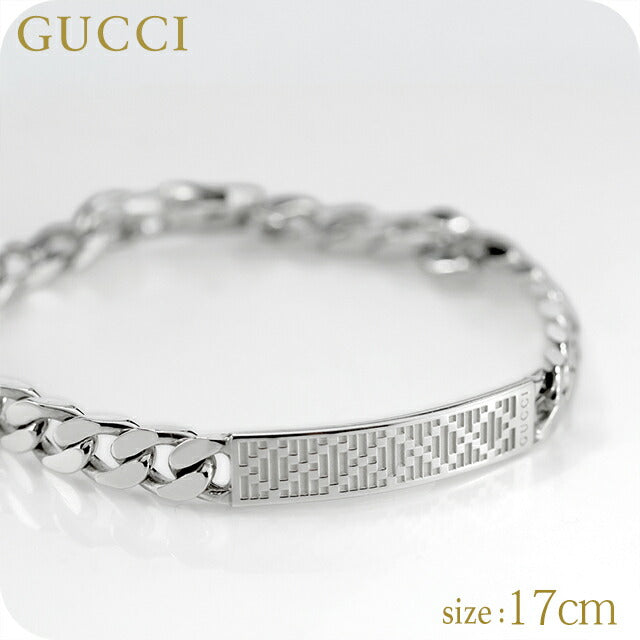 グッチ ブレスレット メンズ レディース ブランド GUCCI ディアマンテ 17 チェーン ロゴ 843602 J8400 0818 シルバー アクセサリー 843602-J8400-0818-17