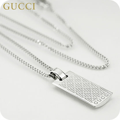 グッチ ネックレス メンズ レディース ブランド GUCCI ディアマンテ プレート ロゴ 843607 J8400 0818 シルバー アクセサリー 843607-J8400-0818
