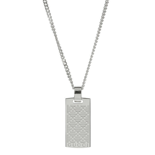 グッチ ネックレス メンズ レディース ブランド GUCCI ディアマンテ プレート ロゴ 843607 J8400 0818 シルバー アクセサリー 843607-J8400-0818