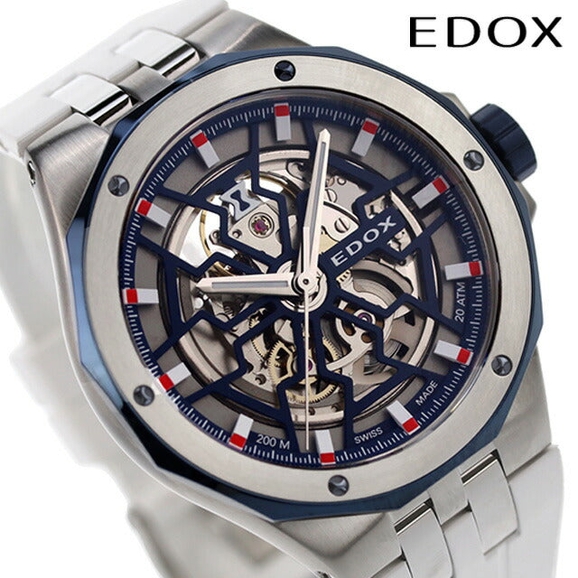 エドックス デルフィン オリジナル メカノ オートマティック 自動巻き 腕時計 ブランド メンズ オープンハート EDOX 85303-357BUCAB-BUIRB 85303-357BUCAB-BUIRB
