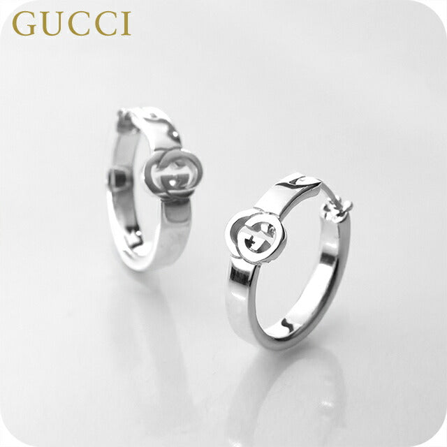 グッチ ピアス メンズ レディース ブランド GUCCI インターロッキング ロゴ フープ 両耳用 854204 J8400 0818 シルバー アクセサリー 854204-J8400-0818
